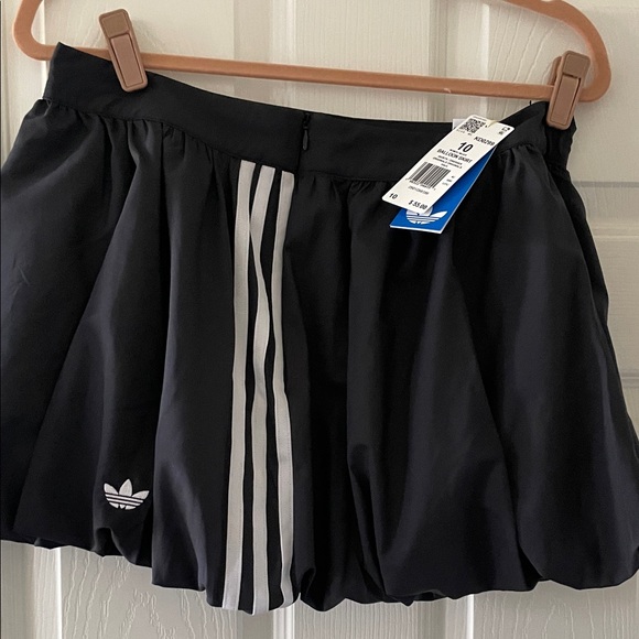 NWT ADIDAS Black Bubble Skirt with White Stripes Accents Size 10 - Picture 4 of 9